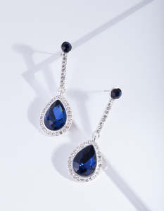 Gatsby Glam: Silver Blue Teardrop Earrings