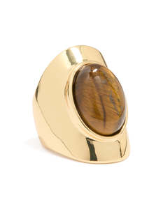 Fashion Rings: Gold Plated Tiger's Eye Oval Ring