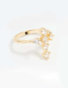 Fashion Rings: Gold Plated Cubic Zirconia Cross Ring