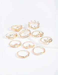 Stacking Rings: Gold Princess Opal Ring 10-Pack