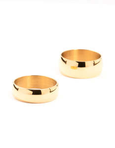 Stacking Rings: Waterproof Gold Plated Stainless Steel Stacking Rings 2-Pack