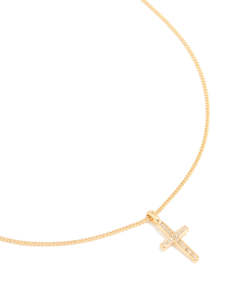 Gold Plated Cubic Zirconia Cross Pendant Necklace