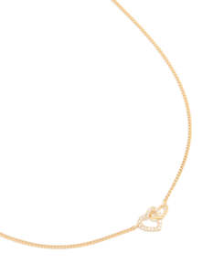 Gold Plated Cubic Zirconia Linked Hearts Pendant Necklace