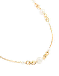 Link Chain Necklaces: Gold Plated Freshwater Pearl & Mini Link Necklace