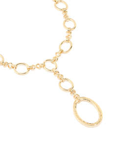 Link Chain Necklaces: Gold Plated Oval Link Hammered Large Y-Necklace
