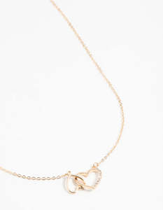 Gold Diamante Heart Link Necklace