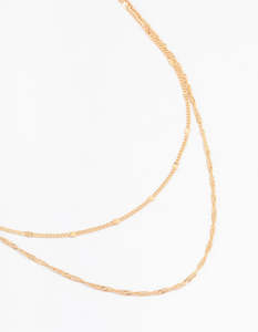 Rope Chain Necklaces: Gold Rope Double Chain Layered Necklace