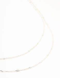 Silver Rope Layered Chain Necklace