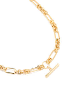Figaro Chain Necklaces: Gold Plated Thick Figaro Bar Necklace