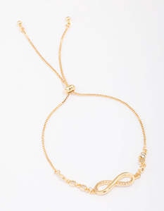 Wristwear: Gold Plated Bling Infinity Toggle Bracelet
