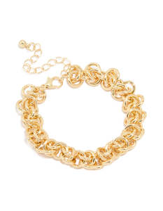 Wristwear: Gold Plated Chunky Interwoven Link Bracelet