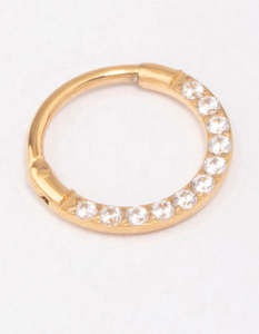 Premium Gifts: Gold Plated Cubic Zirconia Clicker Earrings 7mm