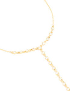 Gold Plated Bezel Cubic Zirconia Y-Necklace