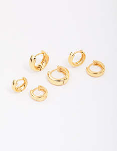 Premium Gifts: Gold Plated Brass Graduating Hoop Earring 3-Pack