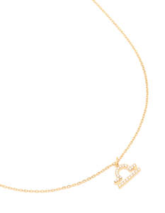 Waterproof Gold Plated Stainless Steel Cubic Zirconia Libra Necklace