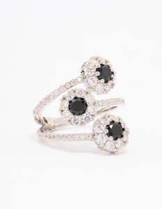 Sale: Black Round Triple Tier Ring