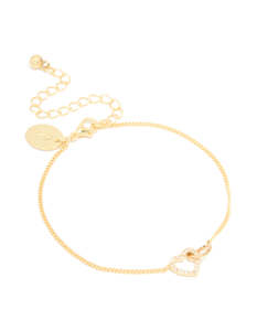 New Arrivals: Gold Plated Cubic Zirconia Link Heart Bracelet