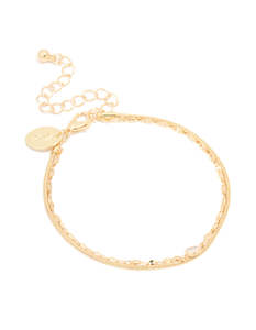 Gold Plated Cubic Zirconia & Chain Layered Bracelet