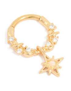 Surgical Steel Cubic Zirconia Celestial Clicker Ring