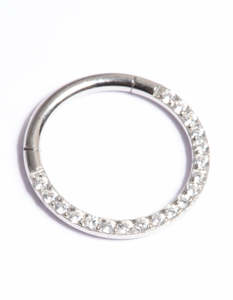 Clickers Hinged Rings: Titanium Cubic Zirconia 10mm Clicker Ring