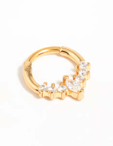 Clickers Hinged Rings: Gold Plated Surgical Steel Diamante Crown Ear Clicker