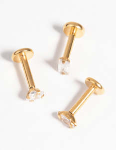 Flat Backs: Gold Plated Surgical Steel Diamante Flat Back Pack