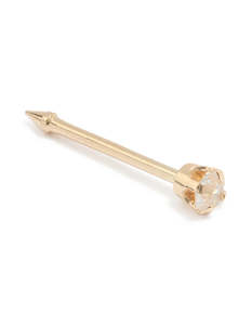 14K Solid Yellow Gold Cubic Zirconia Nose Piercing Stud