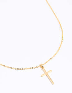 Mens Jewelry: Gold Plated 45cm Cross Necklace