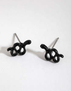 Mens Jewelry: Matte Black Snake Stud Earrings