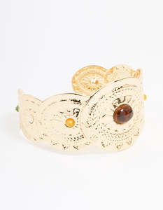 Green: Gold Molten Circle Wrist Cuff