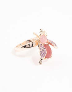 Multi: Rose Gold Diamante Beetle Ring