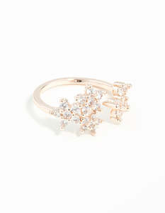 Rose Gold Cubic Zirconia Flower Ring