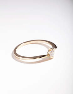 Engagement Rings: Gold Plated Sterling Silver Cubic Zirconia Twist Ring