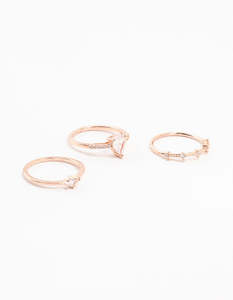 Rose Gold Fashion: Rose Gold Plated Elegant Pear Stacking Rings 3-Pack