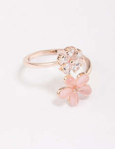 Rose Gold: Rose Gold Double Daisy Wrap Ring
