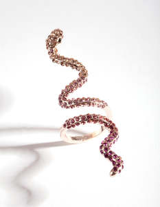 Rose Gold: Rose Gold Elongated Diamante Snake Ring