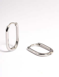 Surgical Steel Earrings: Surgical Steel Rounded Rectangle Hoop Earrings