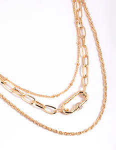 Layered Necklaces: Gold Carabiner Layered Necklace