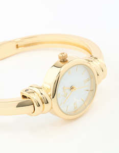 White: Gold Round Watch Bangle