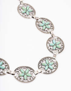 Belts: Silver Floral Ornate Boho Belt