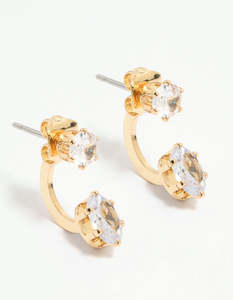 Gold Plated Cubic Zirconia Jacket Earrings