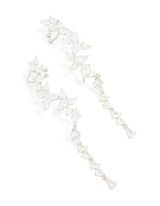 Cubic Zirconia Earrings: Silver Cubic Zirconia Crawler Stud Earrings