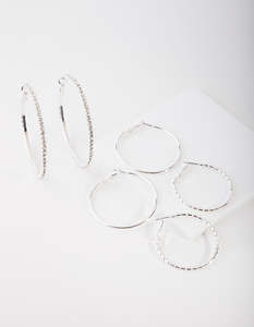 Statement Earrings: Silver Statement Diamante Earring Pack