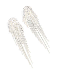 Statement Earrings: Silver Diamante Multi-Chain Drop Earrings
