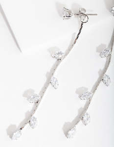 Statement Earrings: Cubic Zirconia Floral String Earrings