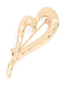 Brooches Pins: Gold Molten Mini Heart Brooch