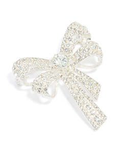 Silver Diamante Bow Brooch