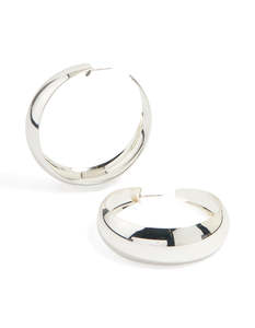 Silver Fashion: Silver Large Thin Hoop Earrings