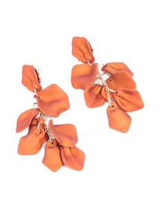 Orange: Gold Orange Petal Drop Earrings