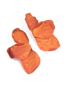 Orange: Orange Coated Metal Flower Petal Drop Earrings